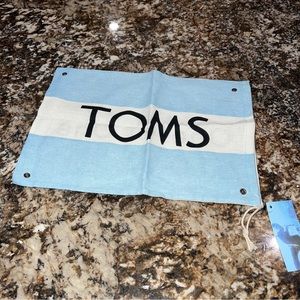 Toms canvas shoes DUST BAG linen travel drawstring flag blue white Gift Bag nwt